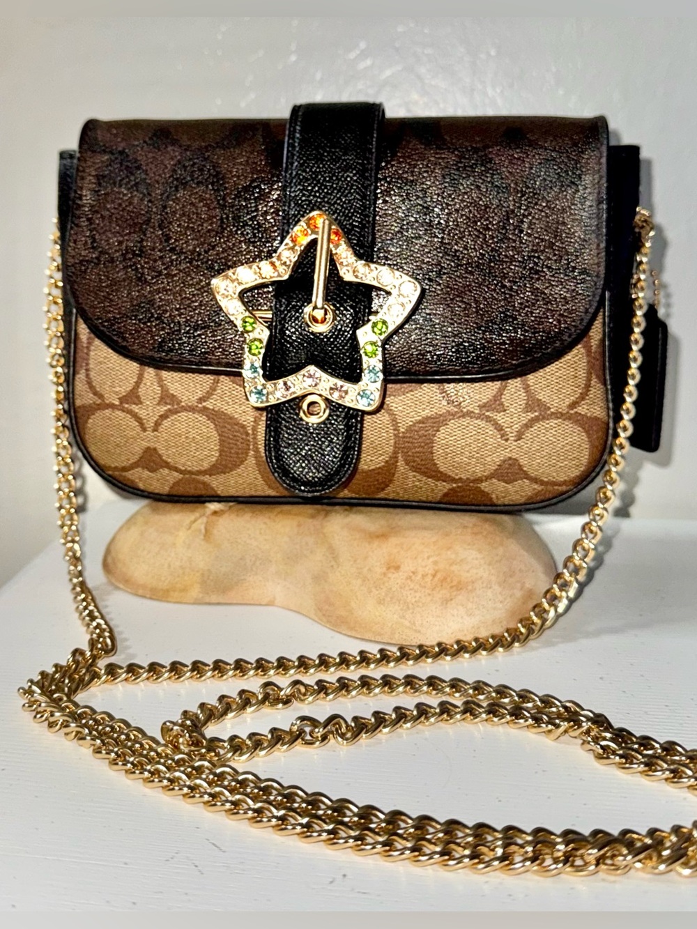 COACH Gemma Blocked Signature Canvas 2021 Star Buckle Crossbody Bag C7013 - EUC - Picture 10 of 16
